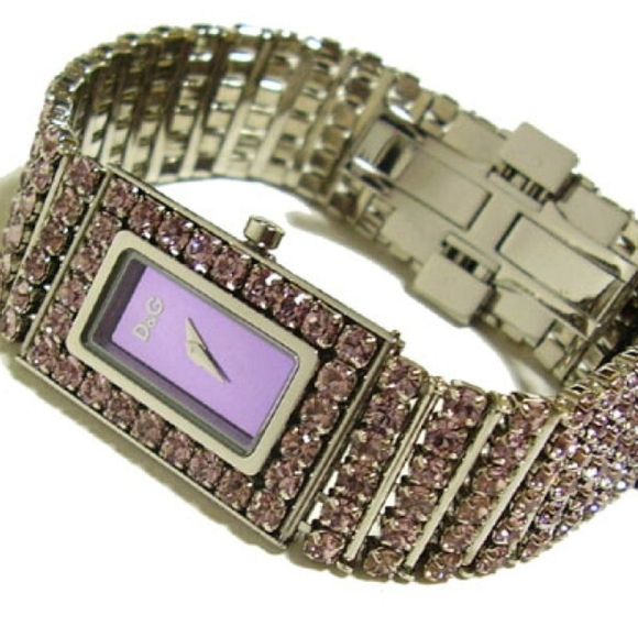 D & G Dolce and Gabbana Silver Stainless & Pink Swarovski Crystal Watch - Picture 4 of 11